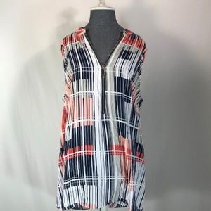 Alfani Sleeveless Zip Front Blouse Multicolor 18W